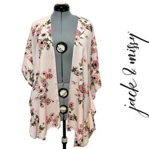 Jack & Missy Crinkle Fabric Floral Kimono Ruffle Sleeve Fairy Boho Sz: OS